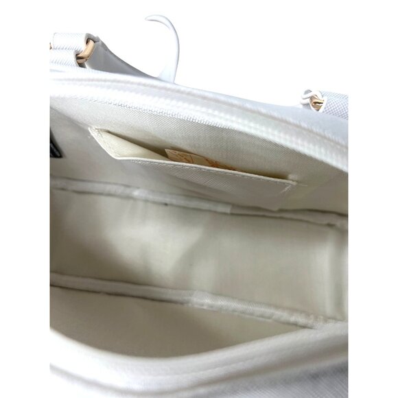 Like Dreams Mini White Vegan Leather Shoulder Bag With Teddy Bear Charm - Picture 10 of 11